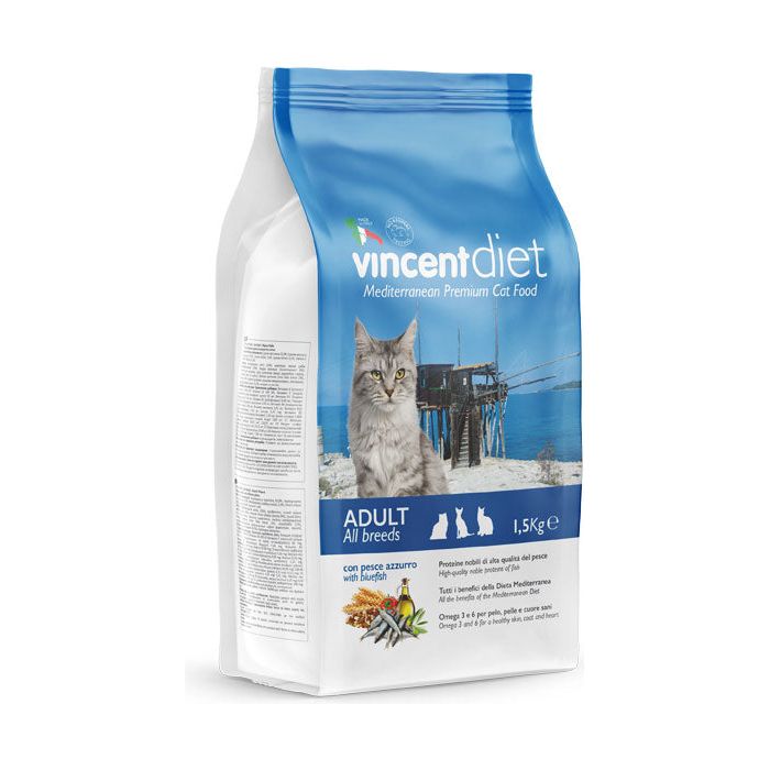 Crocchette Vincent Diet per gatti a base di Pesce, cereali e verdura