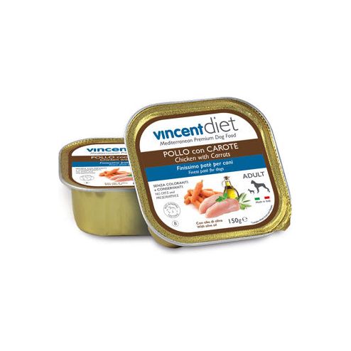 Vincent Diet Adult Pollo patè con carote per cani adulti di tutte le razze - SuiteForPets