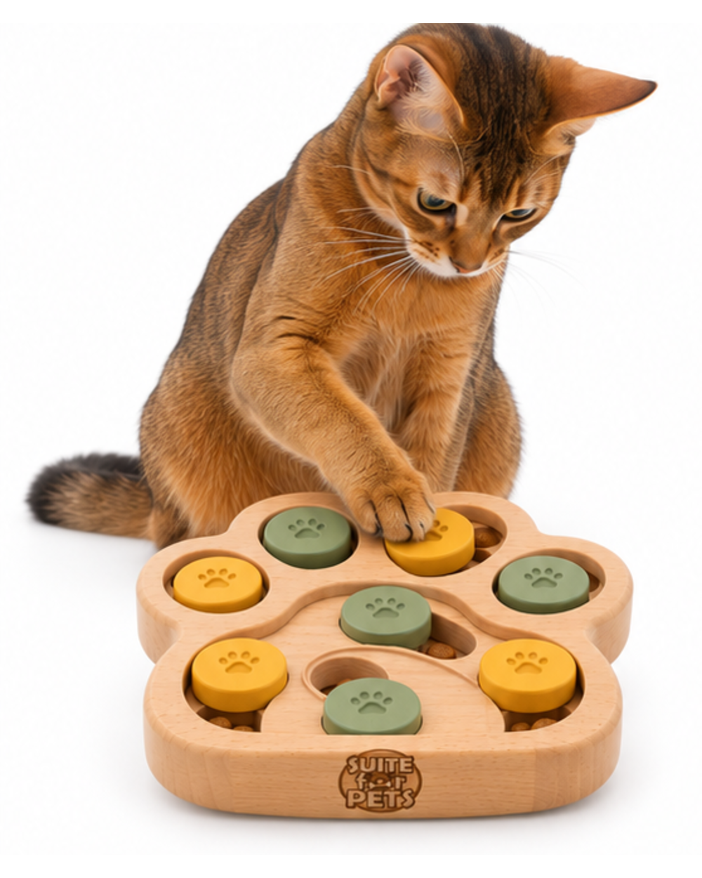 Suite For Pets Wooden Dog Puzzle Feeder – Paw-Shaped Interactive Treat Toy - Image 5
