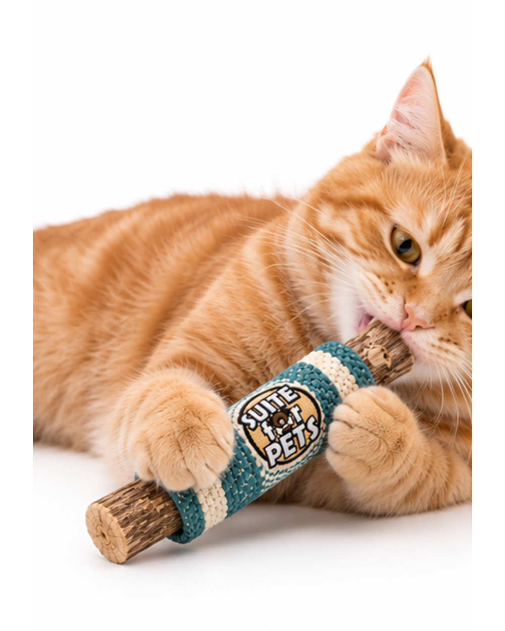Suite For Pets Wooden Dog Play Toy with Woven Teal and Cream Sleeve - Image 7