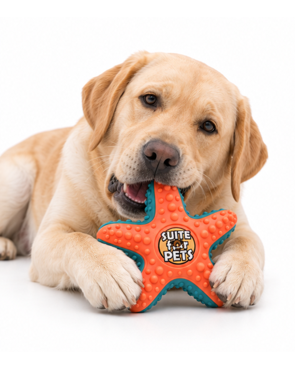 Suite For Pets Star-Shaped Rubber Dog Toy – Textured Orange and Teal - Image 5