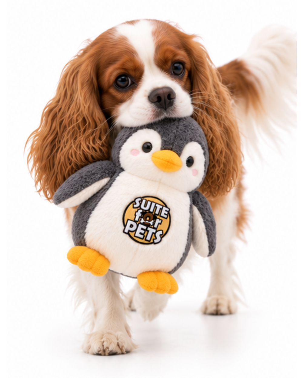Suite For Pets Cute Penguin Plush Dog Toy – Soft Stuffed Animal Cuddle & Interactive Play Toy for Dogs, Gray & White - Image 5