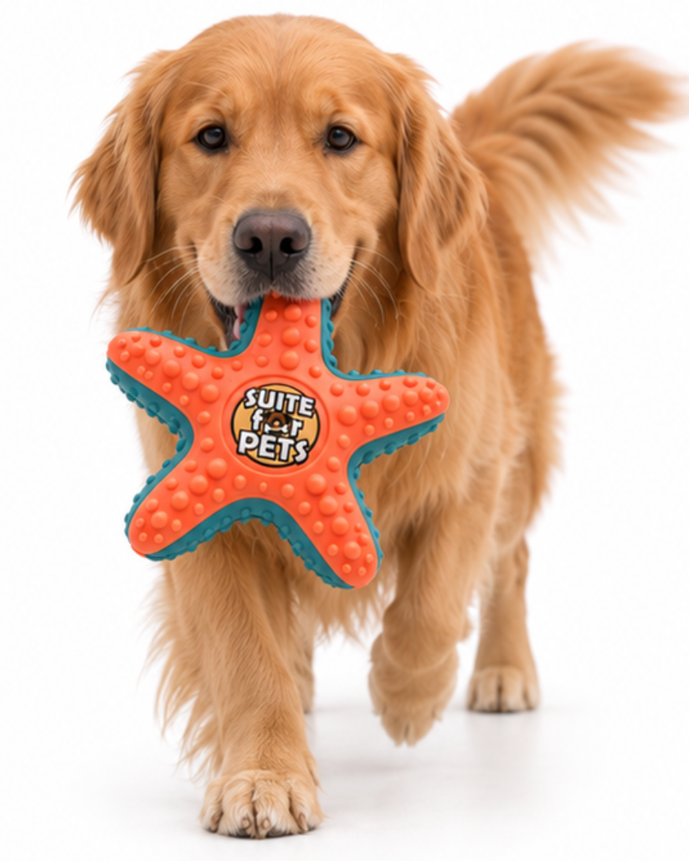 Suite For Pets Star-Shaped Rubber Dog Toy – Textured Orange and Teal - Image 6