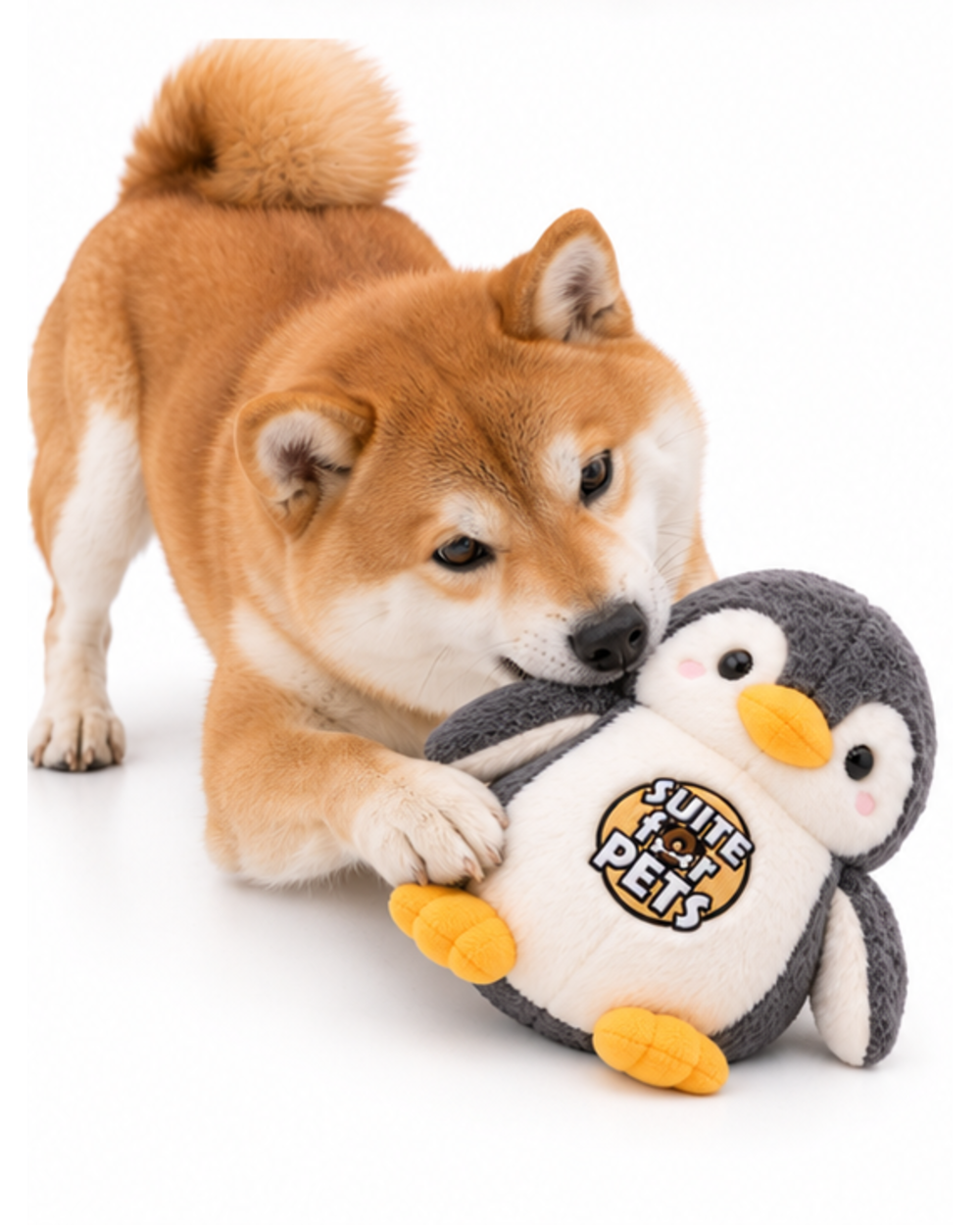 Suite For Pets Cute Penguin Plush Dog Toy – Soft Stuffed Animal Cuddle & Interactive Play Toy for Dogs, Gray & White - Image 6