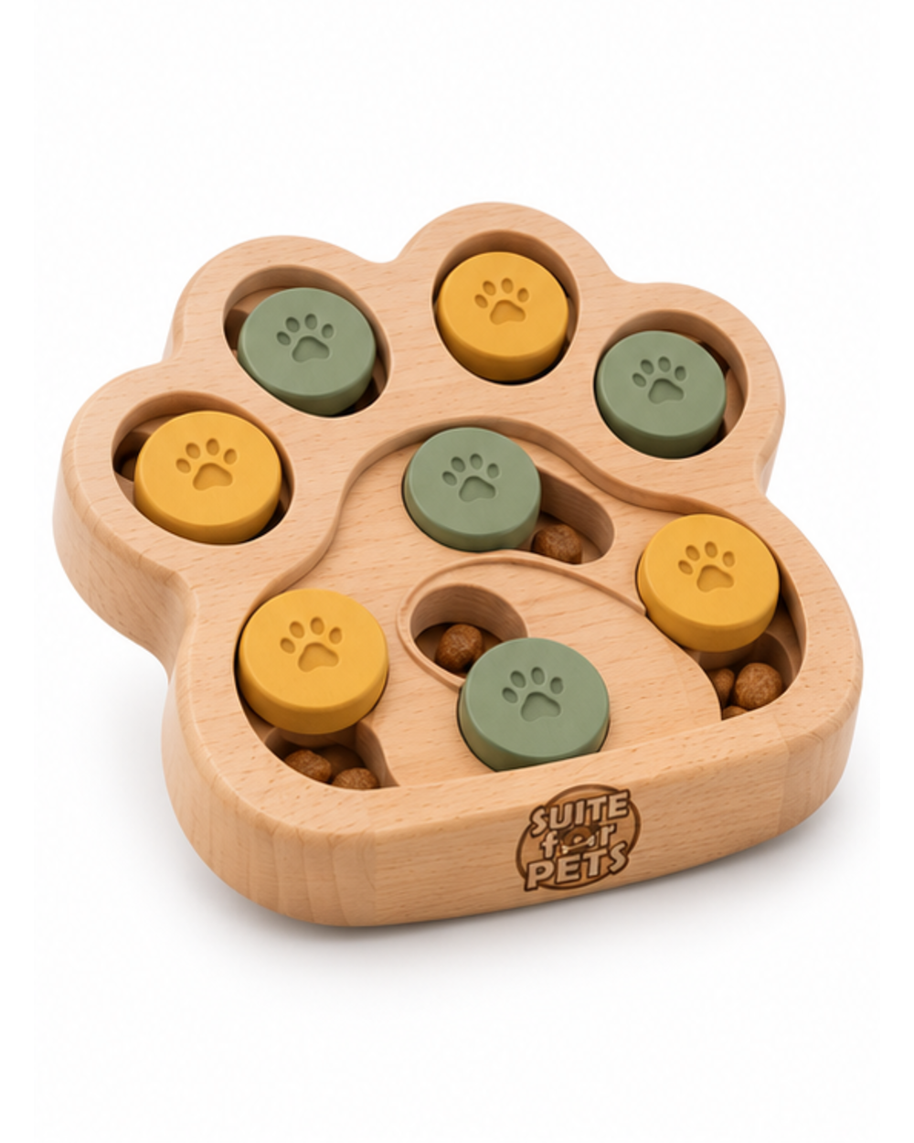 Suite For Pets Wooden Dog Puzzle Feeder – Paw-Shaped Interactive Treat Toy - Image 3