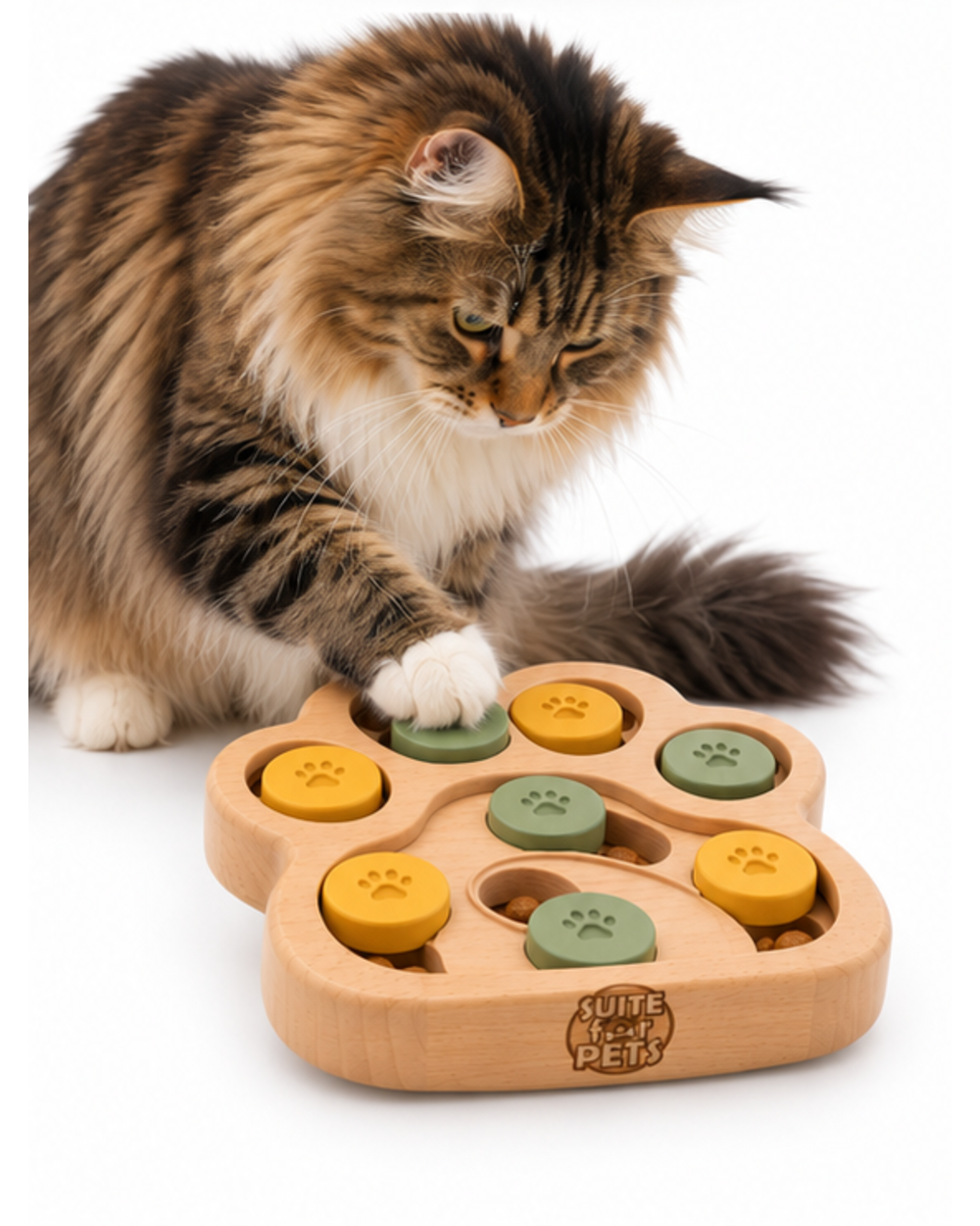 Suite For Pets Wooden Dog Puzzle Feeder – Paw-Shaped Interactive Treat Toy - Image 7