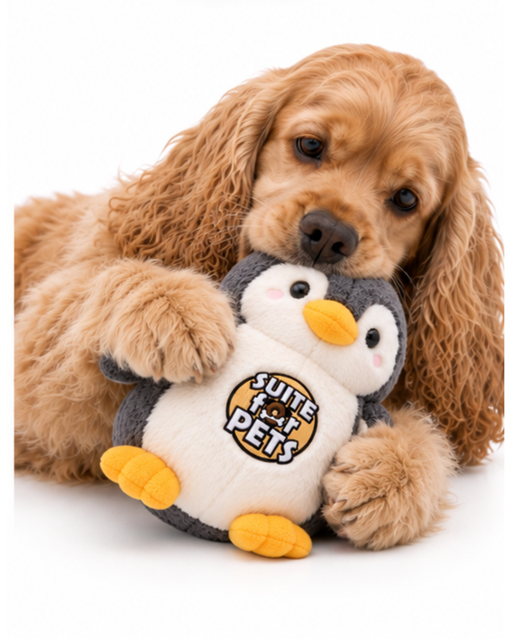 Suite For Pets Cute Penguin Plush Dog Toy – Soft Stuffed Animal Cuddle & Interactive Play Toy for Dogs, Gray & White - Image 7