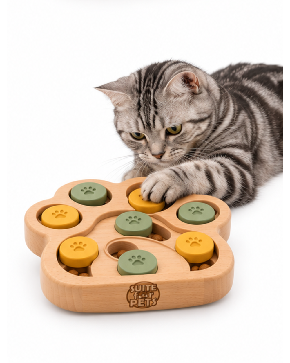 Suite For Pets Wooden Dog Puzzle Feeder – Paw-Shaped Interactive Treat Toy - Image 8