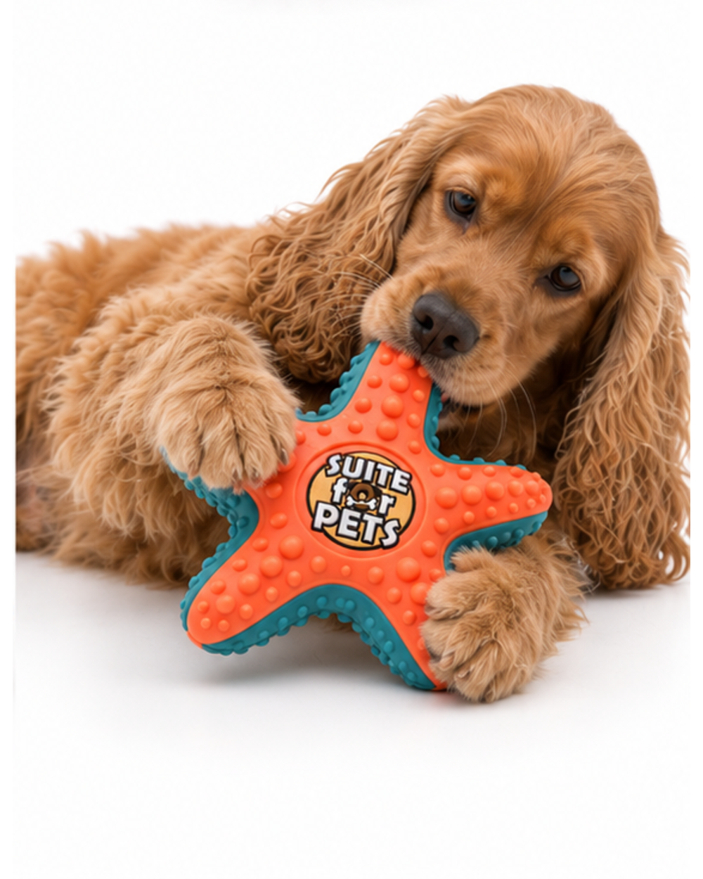 Suite For Pets Star-Shaped Rubber Dog Toy – Textured Orange and Teal - Image 8