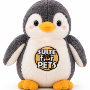 Suite For Pets Cute Penguin Plush Dog Toy – Soft Stuffed Animal Cuddle & Interactive Play Toy for Dogs, Gray & White