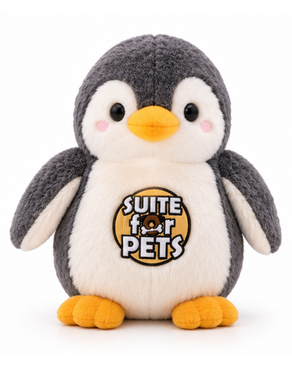 Suite For Pets Cute Penguin Plush Dog Toy – Soft Stuffed Animal Cuddle & Interactive Play Toy for Dogs, Gray & White