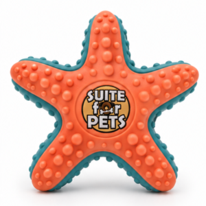 Suite For Pets Star-Shaped Rubber Dog Toy – Textured Orange and Teal