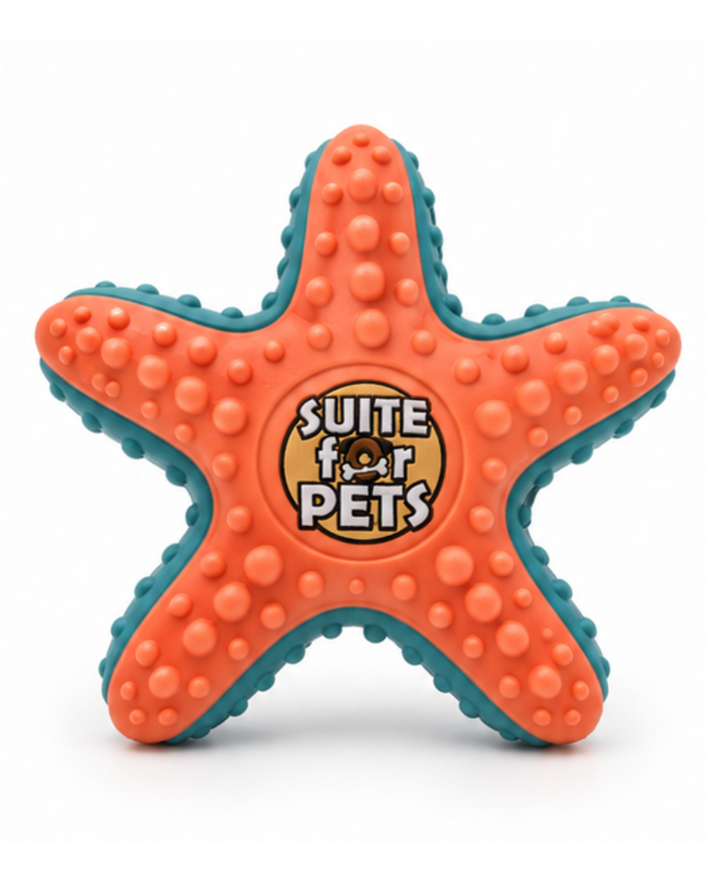 Suite For Pets Star-Shaped Rubber Dog Toy – Textured Orange and Teal