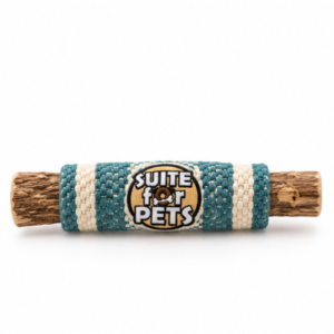 Suite For Pets Wooden Dog Play Toy with Woven Teal and Cream Sleeve