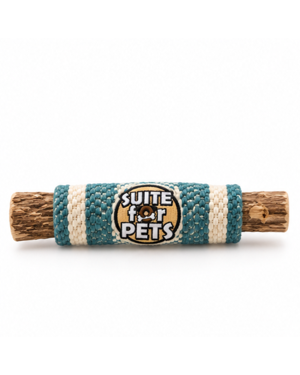 Suite For Pets Wooden Dog Play Toy with Woven Teal and Cream Sleeve
