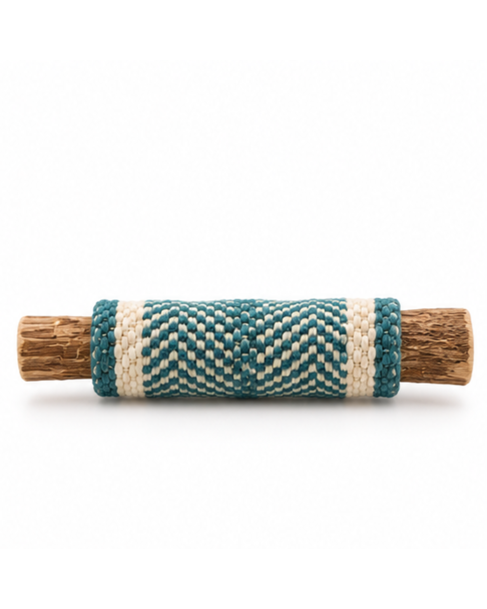 Suite For Pets Wooden Dog Play Toy with Woven Teal and Cream Sleeve - Image 2