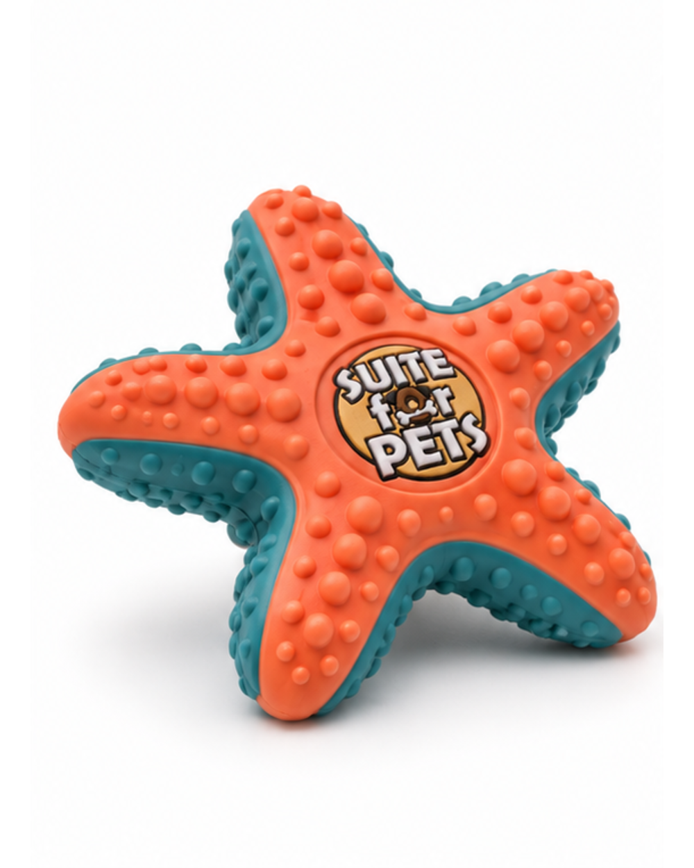 Suite For Pets Star-Shaped Rubber Dog Toy – Textured Orange and Teal - Image 3