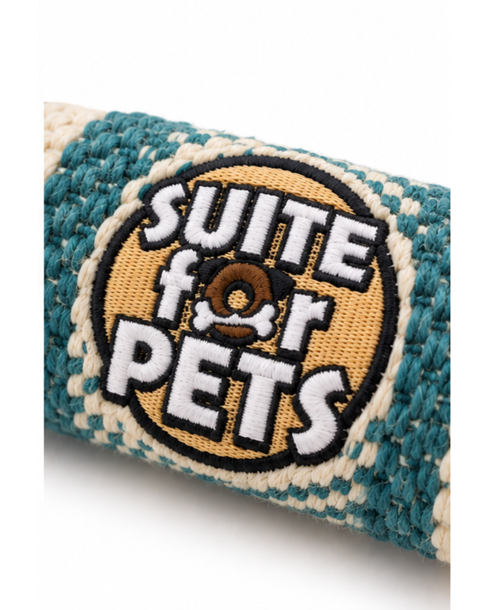 Suite For Pets Wooden Dog Play Toy with Woven Teal and Cream Sleeve - Image 4